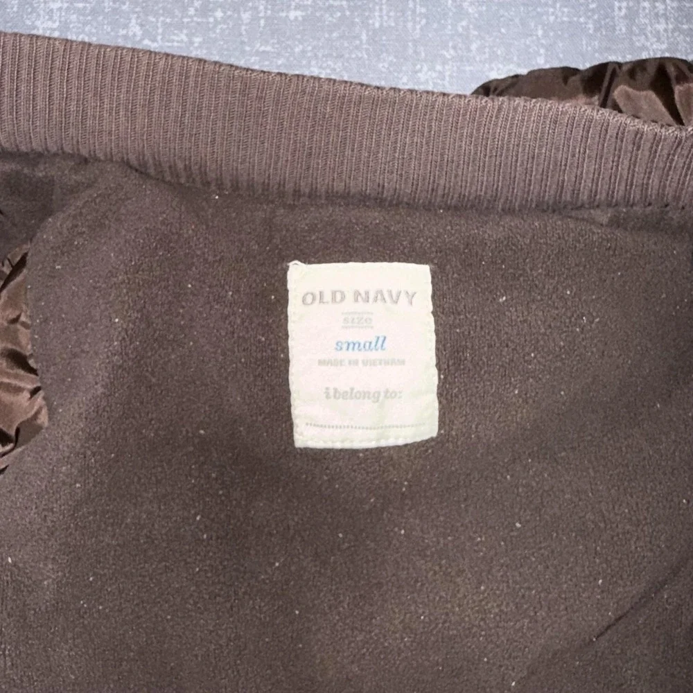 Old Navy Vest Girls Small Brown Puffer Fleece Lined Quilted Zip Fall Winter